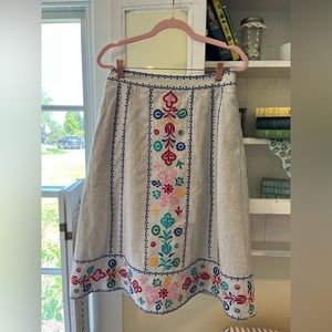 Boden Multicolor Embroidered Midi Skirt